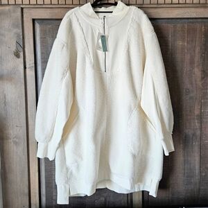 NWT Daily Practice By Anthropologie Sherpa Half Zip Mini Dress | Plus Size 2X